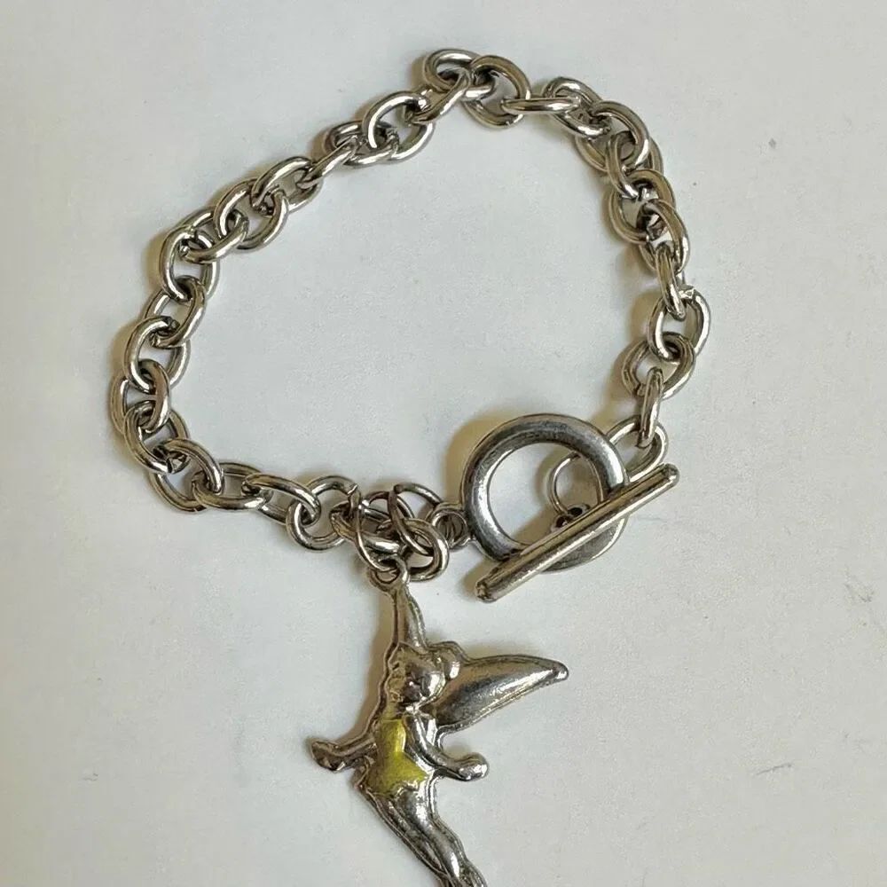 Disney silver tone tinkerbell charm bracelet